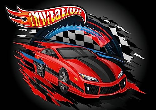 Edition Colibri Lot de 10 Cartes d‘Invitation PETITE VOITURE DE COURSE en Français pour Un Anniversaire d‘Enfant ou pour une Jeu avec des petites voitures (11142 FR)