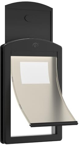 [Classicmacher] Dog Door for Large Dogs, Black Frame Door for L arge Dogs and Pets, Strong Plastic Doggy Door and Medium Pets with Sliding Lock Panel and Magnetic Soft Flap (Large, Mattle Black)