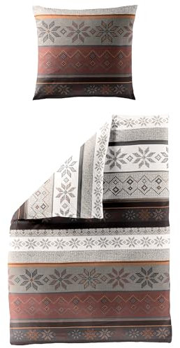 Bierbaum Biber Bettwäsche 3751 Sterne Streifen Farbe: Marone 100% Baumwolle 155x220 + 80x80 cm