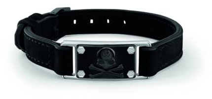 Philipp Plein Herren Armband Leder schwarz $Kull Bones PJWEA02BU