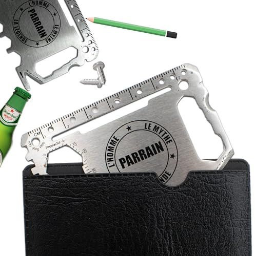 ERNESTINE - Outil cadeau multifonctions papa acier camping inoxydable - carte de survie homme - cadeau papa personnalisé acier inoxydable Tous les outils dont vous avez besoin pour aventures plein air