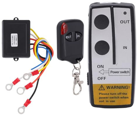Kabellose Seilwinden Fernbedienung, Universelles Elektrisches Seilwinden Controller Set 75 Fuß Reichweite DC 12V 24V Hochempfindlich Seilwinden Fernbedienungs Empfänger Kfz Zubehör Für Auto ATV LKW
