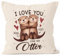 SpecialMe® Kissen-Bezug I Love You Like no Otter personalisierte Geschenke Liebe mit Namen Bedrucken Natur Standard