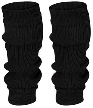 ANZEE Leg Warmers for Kids Stay Warm and Stylish, Kids's Knitted Ankle Warmers 80s Party Dance Sports Yoga Accessories & Ice Skating (Black.)