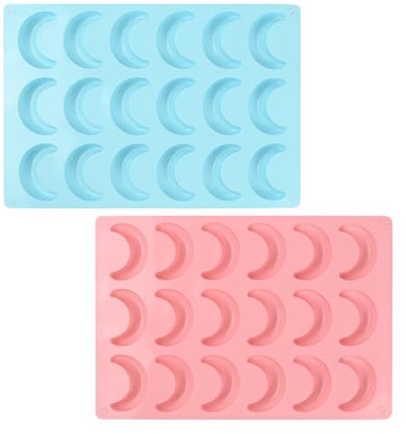 2 Stücke Vanillekipferl Backform Vanillekipferl Form Silikonform Multifunktionale Silikonformen Vanillekipferl-Backblech für Schokolade Backform für 18 Hörnchen für Pralinen Kekse Süßigkeiten Kuchen