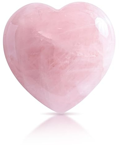 Rosenquarz Kristall Herz 45mm Heilkristalle Massagesteine für Stressabbau | Heilsteine Herz, Liebesstein, Daumenstein, Pocket Palmenstein, Worry Stone, Meditation, Valentinstag Geschenk, Stressabbau