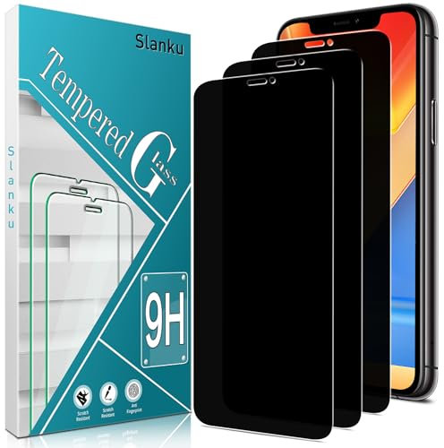 Slanku 3 Piezas Privacidad Protector de Pantalla para iPhone 11, XR, Antiespía, Sin Arañazos, Dureza 9H, Sin Burbujas