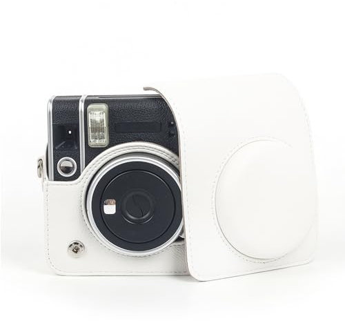 Plyisty Camera Case for Mini 40 Instant Camera, Protective Case with Removable Adjustable Strap, Instant Camera PU Leather Bag Cover (White)