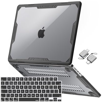 MOSISO Funda Compatible con MacBook Pro 16 Pulgadas 2025-2021 M4 M3 M2 M1 A3403 A3186 A2991 A2780 A2485, Geometría Simétrica Heavy Duty Carcasa Plástico TPU Bumper&Tapa Teclado&Tipo C,Negro