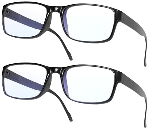 Gaoye Paquete de 2 gafas de lectura, filtro de luz azul, protección UV, lectores con marcos rectangulares