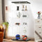 Aplancee Glasvitrine Standvitrine in Schwarz, 188.8 * 36.3 * 80.7cm Vitrinenschrank mit 5 Glasböden & 2 Türen aus gehärtetem Glas, Modern Glas Schrank für Wohnzimmer Büro Sammlerstücke Bücher Wein