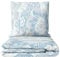 Leonado Vicenti Biber Bettwäsche 155x220 Winter Set flauschig Feinbiber geblümt Blau Beige Kissenbezug 80x80 cm mit verdecktem Reissverschluss, 2teilig