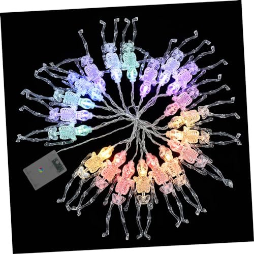Zerodeko 4sätze Halloween Lichterkette Mit Bunten Skeletthängern Lange Dekorative Lampen Für Halloween-feiern Tragbare Batteriebetriebene Lichtdeko Für Gruselige
