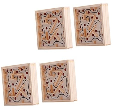 TOBBOMEY Puzzle Toys for Children 4pcs Wooden Puzzle Game Bead Rolling Preschool Education Toys