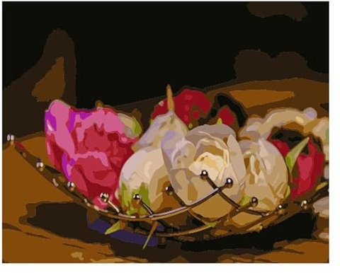 Paint by Numbers for Adults Plate Roses Paint by Numbers Kits,DIY Combo Frame Acrylic Hand Oil Painting Kits,Canvas Painting by Numbers Art Craft for Home Wall Decor,12x16 inch