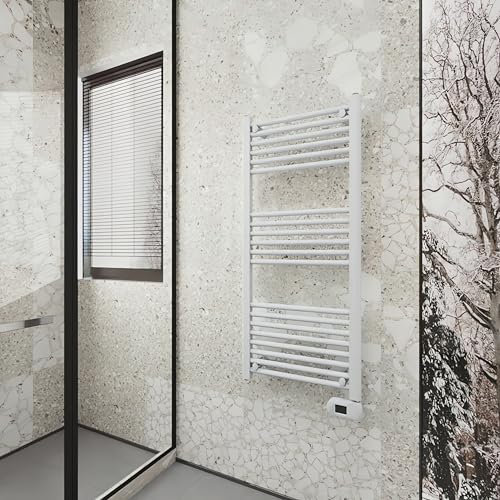AICA Seche Serviette Electrique, 1130 x 500 mm Blanc 500W, Radiateur seche Serviette électrique Salle de Bain
