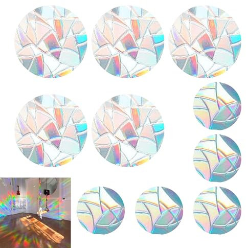 10 Stück Suncatcher Sticker,Rainbow Window 3D Prisma Fensteraufkleber Vogel Anti Kollisions Fenster Aufkleber Durchscheinende Statische Aufkleber,Regenbogen Sonnenfänger Sticker Fensterfolie Bunt
