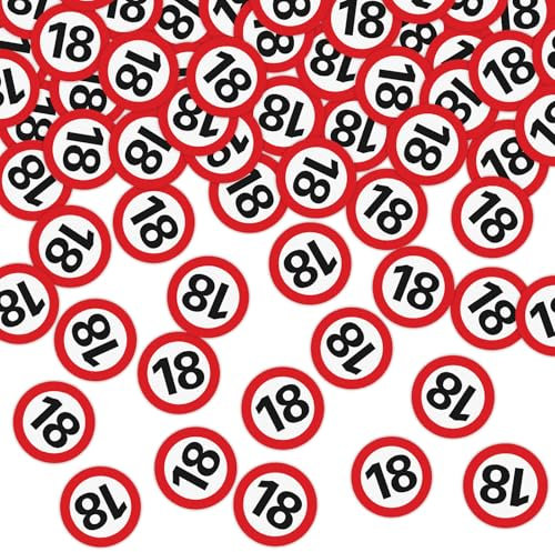 WenmthG 200 Stk Konfetti 18 Geburtstag Deko Verkehrszeichen Junge Mädchen - Streudeko 18 Geburtstag für Tischdeko Geschenk usw. - Deko 18. Jahre - 18. Geburtstagsgeschenk Deko