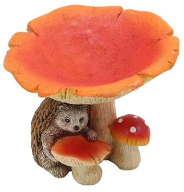 Vogeltränke für den Garten, Schale, Kunstharz, Vogeltränke und Futterspender, mit lustigem Igel, Vogeltränken, für den Außenbereich, Hof, Tischdekoration