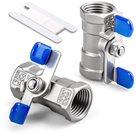 Bwintech 2 Stück 3/4“ BSP Mini-Kugelhahn-Absperrschalter mit 304 Edelstahlverschraubungen für Wasser, Luft und industrielle Anwendungen.
