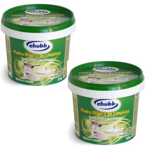 Piedra Blanca de Limpieza Chubb - Super Pack 2 Unid x 500 gr - Pasta Multiusos - Brillo Intenso para Todo Tipo de Superficies - 100% Origen Natural