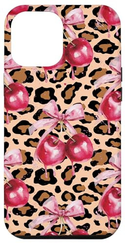 Cute Preppy Cheetah Print Leopard Cherry Bow Women Aesthetic Case for iPhone 12 Pro Max