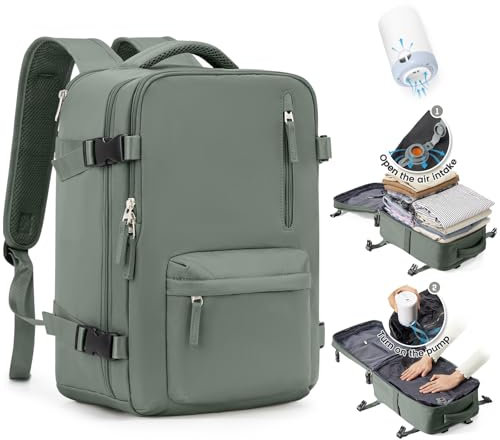 SZLX Zaino A Vuoto Bagaglio A Mano Donna, Zaino Airbag Con Sistema Di Vuoto Per Viaggi, Ryanair Viaggio Ruscksack Dimensione Cabina Con Pompa Impermeabile Uomo Valigia A Vuoto