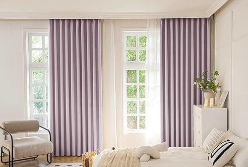 Tolldek Verdunklungs Vorhang 2 Stück, Ösen Vorhänge Verdunklung Einfarbig, Polyester Lila Gardinen Gardinen Schals für Wohnzimmer, B 107 x H 132cm