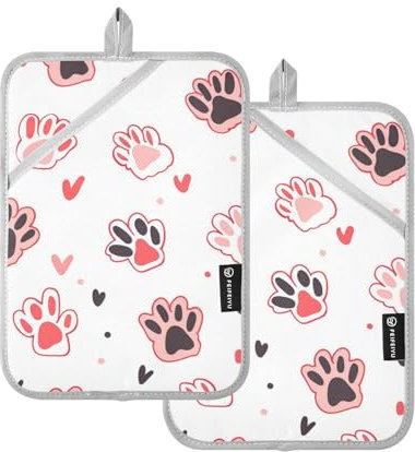Cute Cat Paws Designed Pot Holder Sets for Kitchen Heat Resistant Hot Pan Holders with Pocket Oven Pad 2 Pack