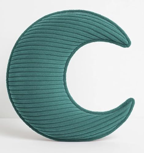 chilly pilley® Dekorative Kissen aus Cord – Mond, Herz & Wolke – Weiche Cordstoff Kuschelkissen für Kinderzimmer, Sofa & Bett – Zierkissen (Türkis, Mond)