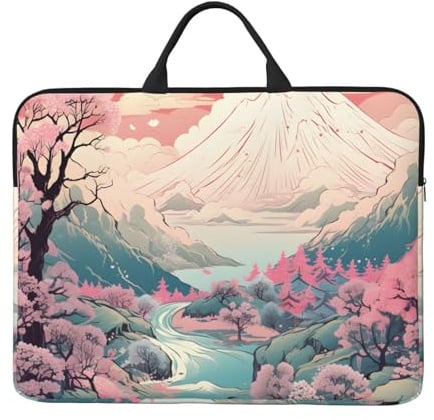Cherry Blossom Fuji-Laptophülle, 35,6 cm (14 Zoll), Fuji-Laptop-Tasche für Damen und Herren, wasserabweisend, Business-Computer-Tragetasche, stoßfest, Notebook-Hülle