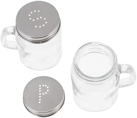 FIXOSHEE 2pcs Mini Glass Seasoning Bottles s and p Hole Salt and Pepper Shakers for BBQ and Kitchen Use