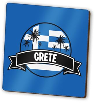 1 x Crete Square Magnet - Greece Greek Island Flag Skyline Landmarks City Fridge Magnetic Travel Holiday Family Friend Women Men #83265