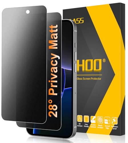 JEHOO 2 Stück für iPhone 16 Pro Max Matt Panzerglas Sichtschutz, 28° Anti Spähen, Blendschutz Matte Schutzfolie, Anti-Fingerabdruck, Stoß-Kratzfest, 9H Gehärtetem Glas Privacy Displayschutzfolie