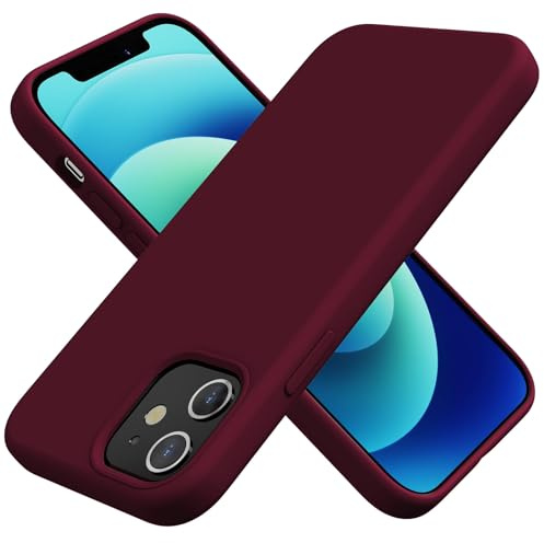 TAXXOE Silicone Case Compatible with iPhone 12 Case/12 pro case Soft Ultra Slim Protective Shockproof Liquid Silicone Phone Case,Anti-Scratch Microfiber Lining, 6.1 Wine Red