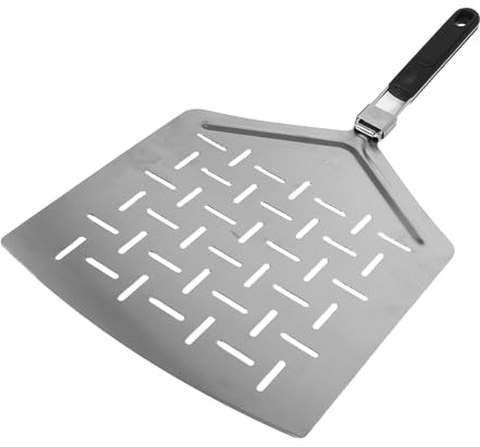 BESPORTBLE Pelle à Pizza Perforée Grosse Taille 33 Cm en Acier Inoxydable Manche Pliable Compact pour Cuisson Extérieure et Four à Pierre Accessoire Polyvalent pour Pizza, Pain et Pâtisserie
