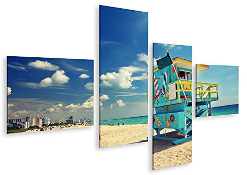 islandburner Bild auf Leinwand South Beach In Miami Florida Buntes Häuschen Bilder Wandbilder Poster