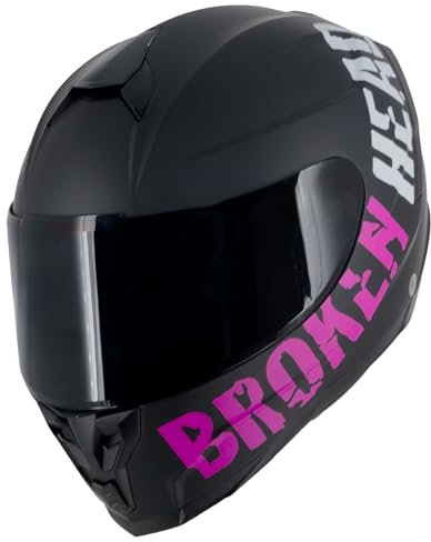 Broken Head BeProud Sport Pink-Schwarz-Matt Special Edition - Motorradhelm + Gratis Schwarzem Visier - Integralhelm für Naked-Bike-Helm, Sport-Helm