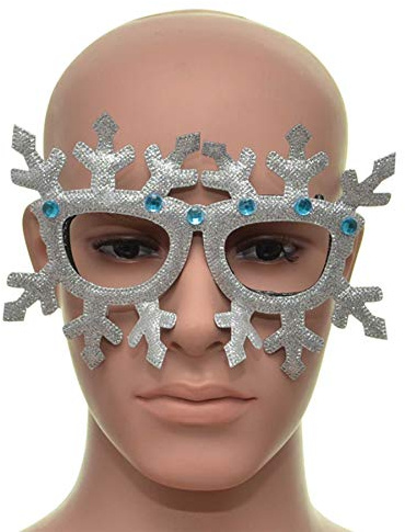 Silver Gitter Snowflake Christmas Party Glasses Fancy Xmas Dress Novelty Party Accessories Supplies Selfie Photo Props Bag Stocking Fillers Fun