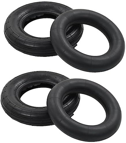 vidaXL Pneu de Brouette et Chambre à Air 4 pcs Pneu de Remplacement Pneu de Camion de Sac Pneu de Diable Chambres à Air de Chariot de Jardin 3.50-8 4PR Caoutchouc