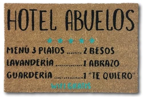 koko doormats Felpudo Originales - Fibra de Coco y PVC, Felpudo Exterior Hotel Abuelos, 40x60x1.5 cm - Alfombras Puerta Entrada casa - Felpudos Divertidos