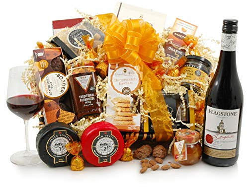 Hampergifts Luxury Wine & Cheese Feast Hamper - Premium Gift Basket with South African Malbec, Snowdonia Cheeses, Chutney & Chocolates - Birthday, Thank You or Corporate Gift for Men & Women