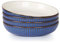 JDZTC Pasta Bowls set of 4 Italian Mikasa Ceramic Blue Bowl White Plate Fable 8 inch Porcelain serving 28 oz bowl Salad 8 Set of 4