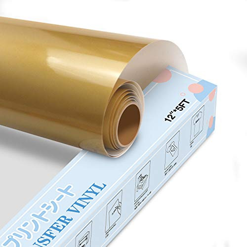 YRYM HT Premium Plotter Film, Textile, 30.5 cm x 152.4 cm, Flex Film for Iron-On T-Shirts and Other Fabrics, Gold