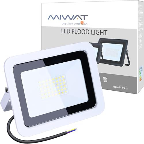 MIWATT Ultra Mince 220V 10W 20W 30W 50W 100W Projecteur LED Projecteur Led Lampe de Recherche Extérieur Jardin Rue Square (50W 6000K)
