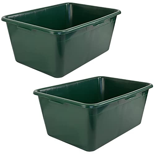 2 x Wildwanne Wanne Gross Lebensmittelecht XXL Groß Eckig 90 Liter Kunststoffwanne Plastikwanne Kunststoff Behälter Garten Wassertrog rechteckig Grün Petigi