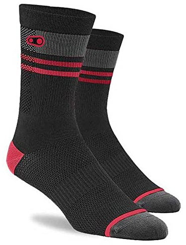 Crankbrothers Unisex Ikone MTB Socken, schwarz/rot/grau, One Size