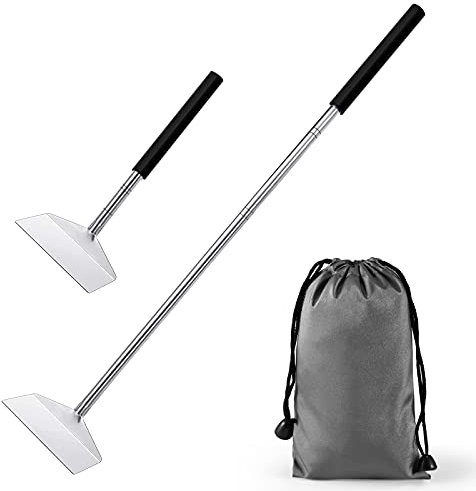 Jakeei Outil de Nettoyage Extensible pour Cendres de Barbecue en Acier Inoxydable avec Sac de Rangement