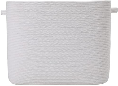 Cottonphant Extra großer rechteckiger Aufbewahrungskorb, gewebtes Baumwollseil, ganz weiß, stabil, eigenständig, modern, 55,9 x 35,6 x 45,7 cm