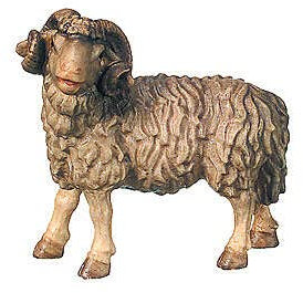 Steinbock aus Holz für 15 cm hohe Raffaello-Krippe, Grödnertal